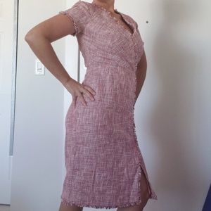 Banana Republic Tweed Drape Front Dress Pink